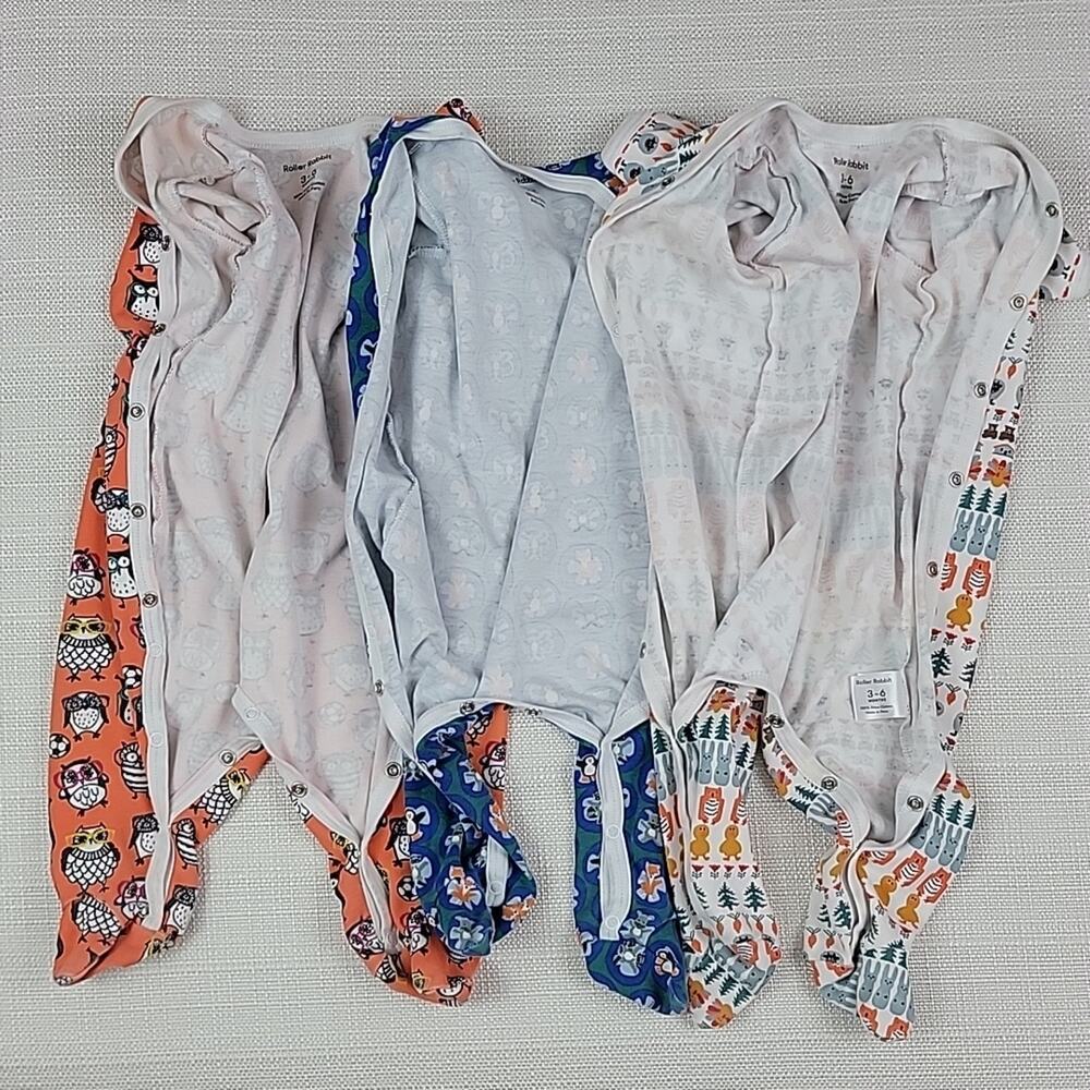 Roller Rabbit pima cotton footed coverall sleeper bundle 3-6M - Picture 2 of 16